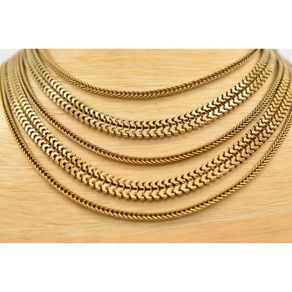 Hobe Vintage Gold 5 Strand Graduated Chain Statement Necklace Collar Signed BinY